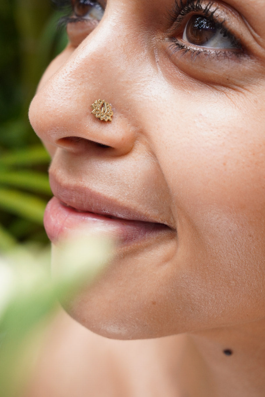 Lotus brass pierced nose pin