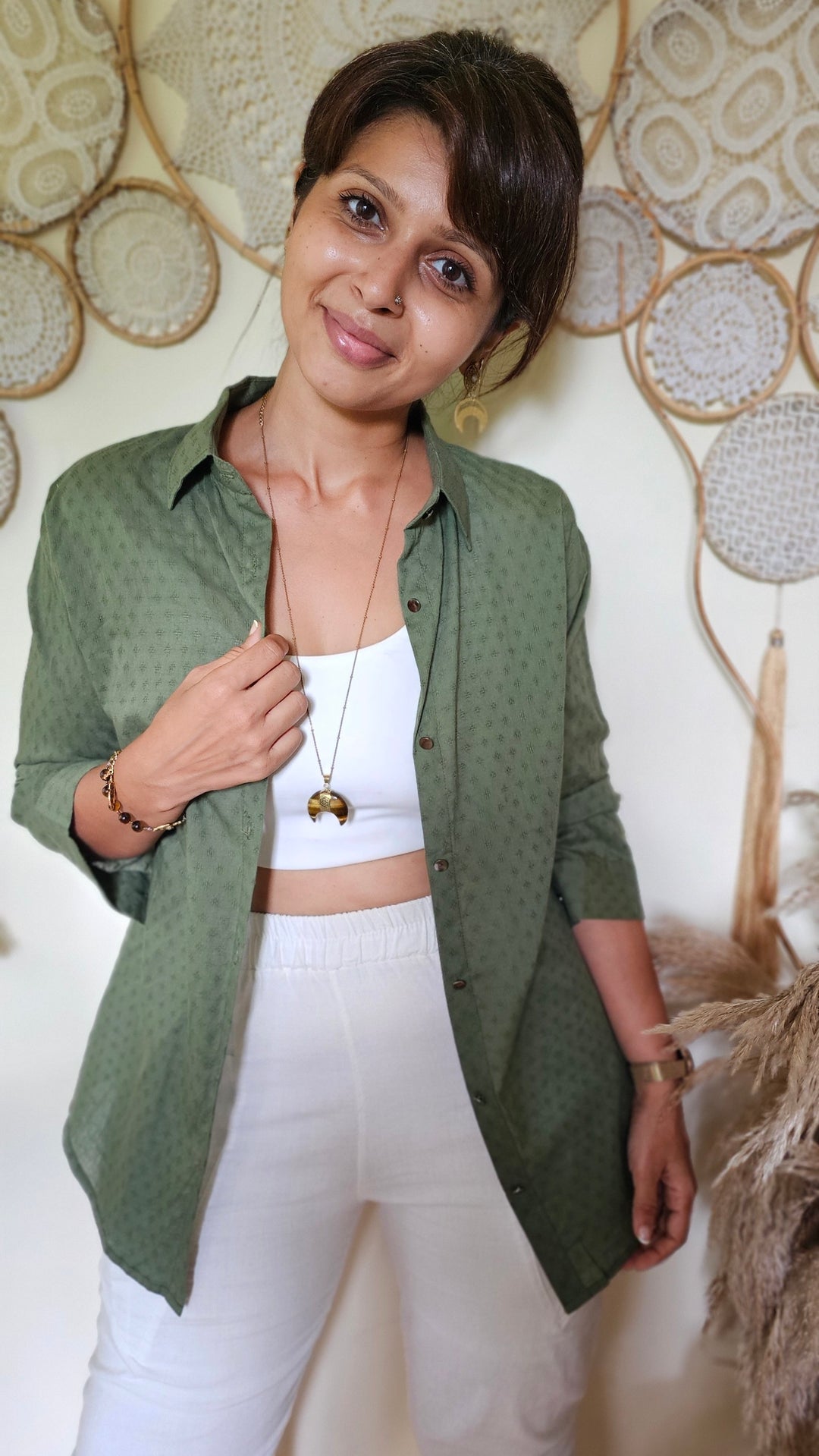 Khaadi texture green shirt jacket