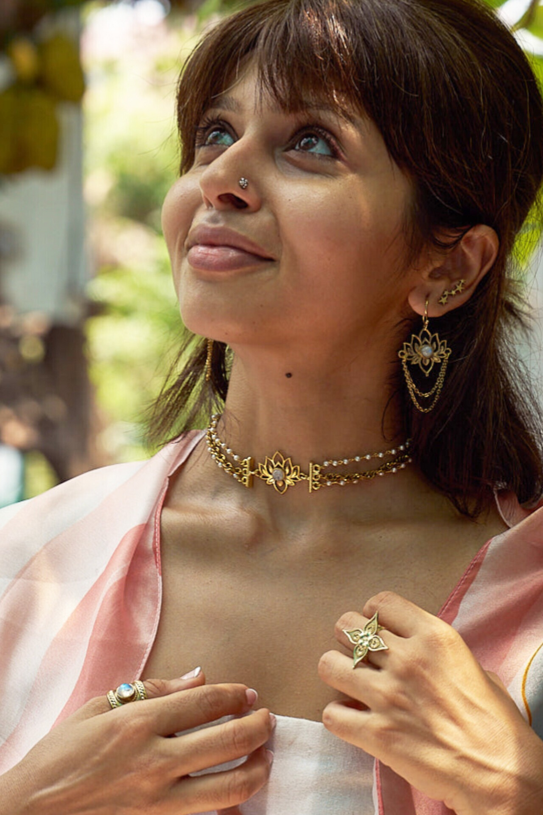 Moonstone lotus choker