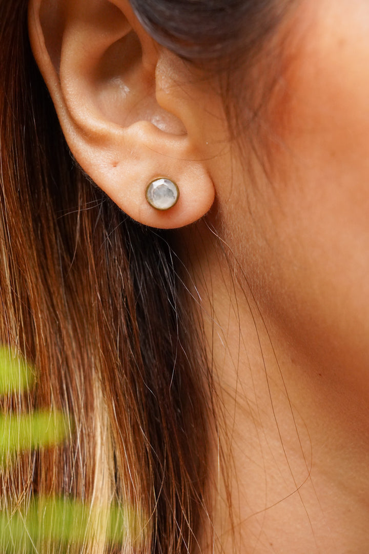Fairy earrings with detachable crystal brass stud