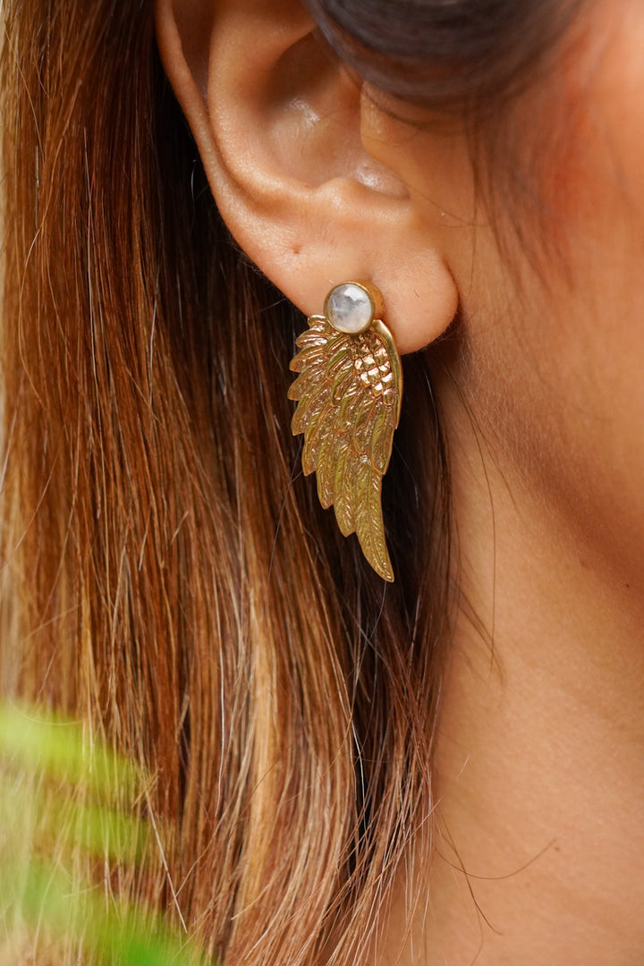 Fairy earrings with detachable crystal brass stud