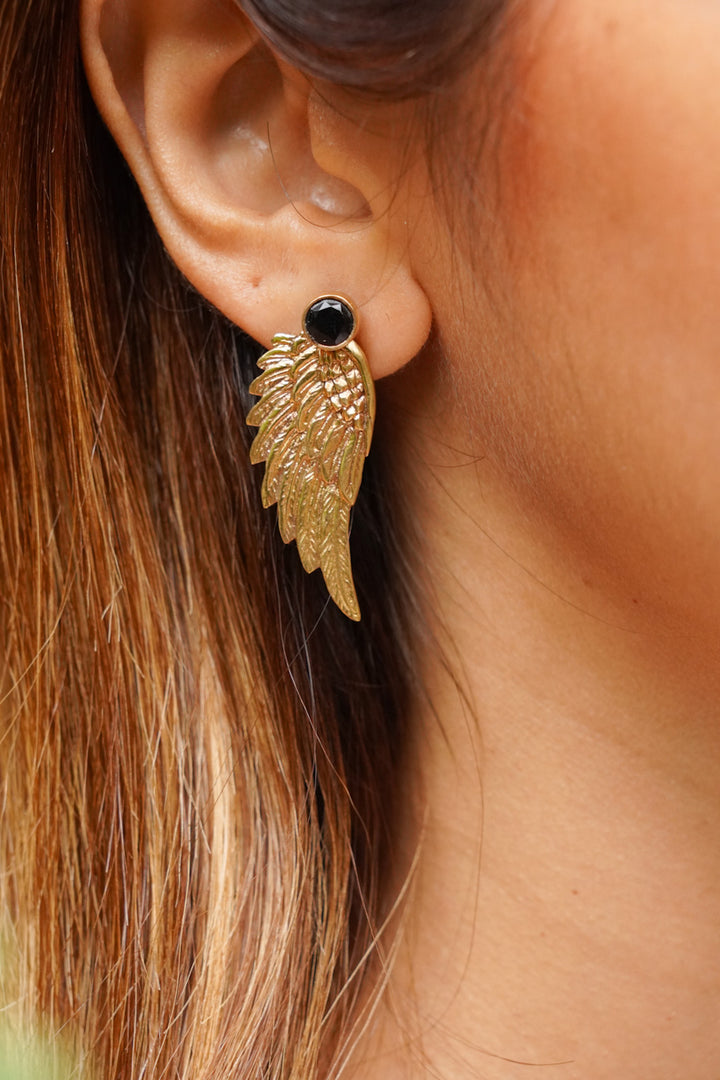 Fairy earrings with detachable crystal brass stud