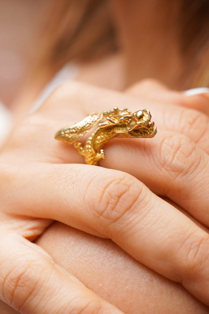 Dragon brass ring. Adjustable. Size 7-9.