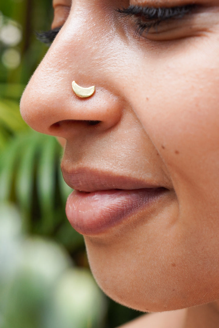 Chaand brass pierced nose pin
