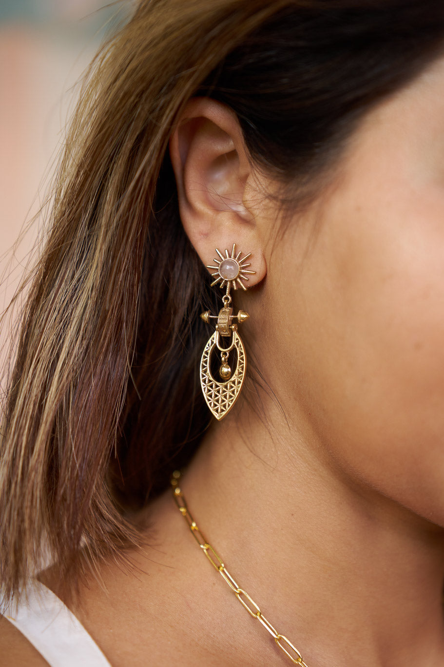Surya brass drop earrings