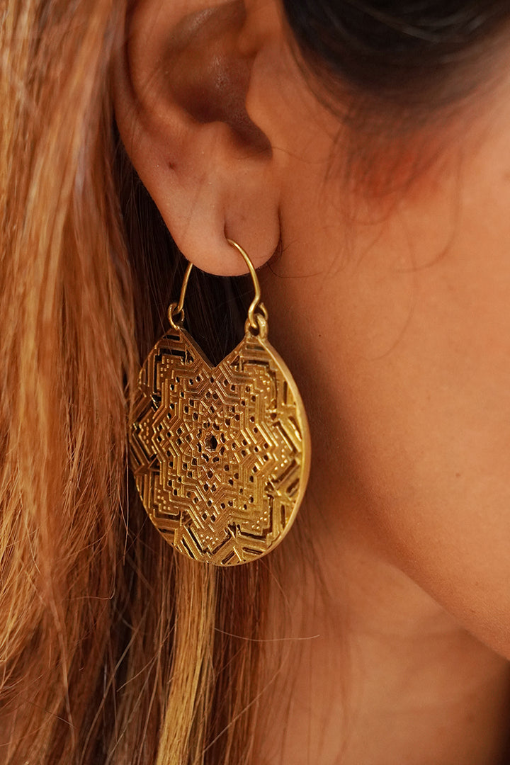 Fractals of Gaia brass earrings ~ Soul Tribe