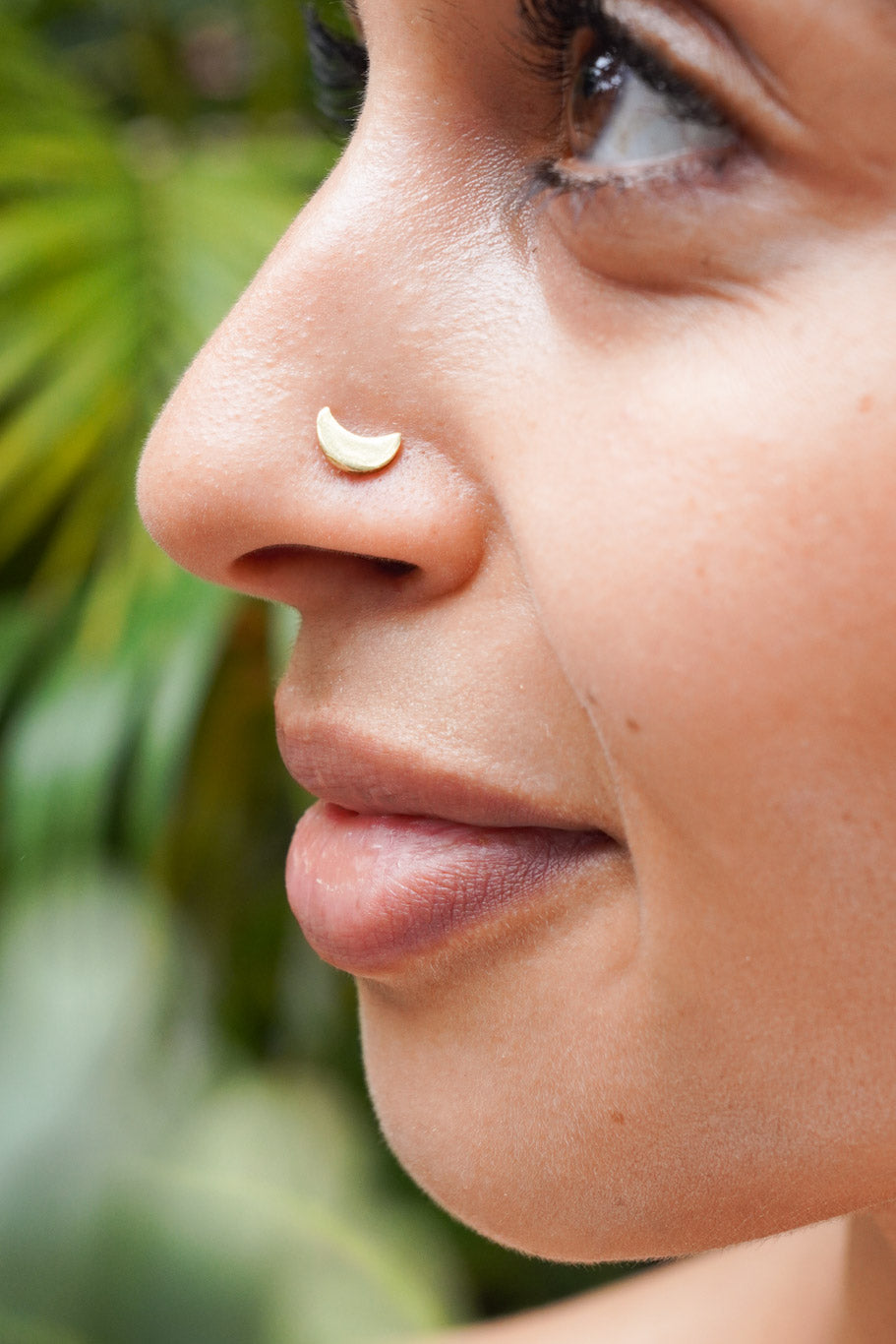 Chaand brass pierced nose pin