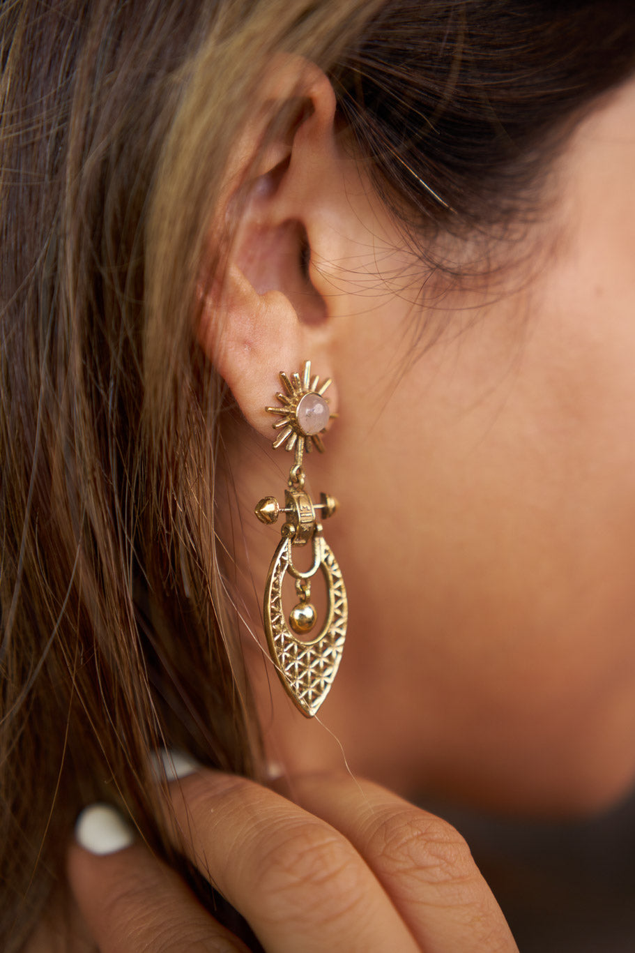 Surya brass drop earrings