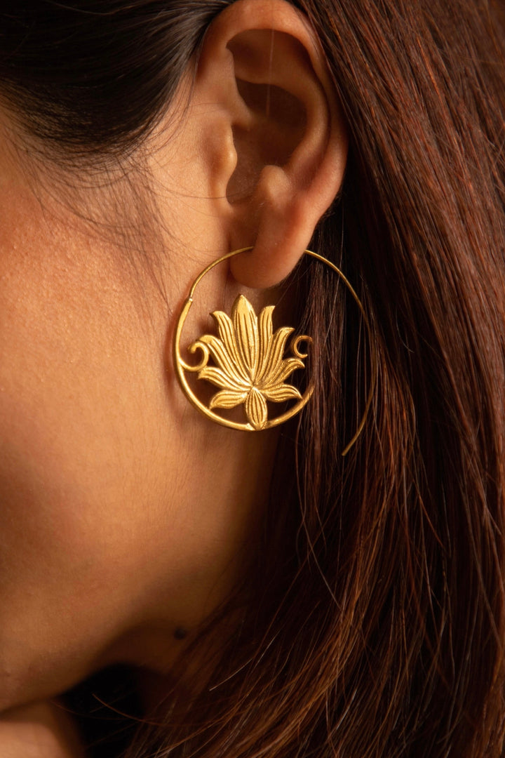 Lotus Brass Earrings