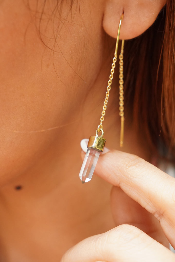 Crystal brass drop earrings