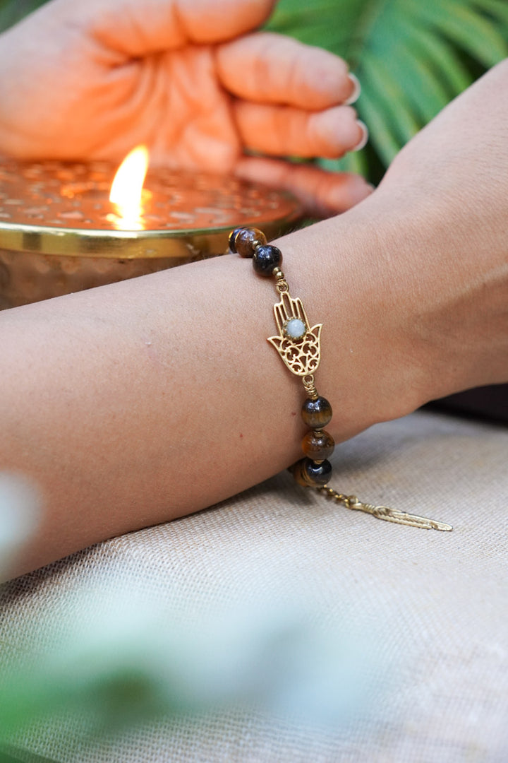 Tiger eye hamsa healing bracelet