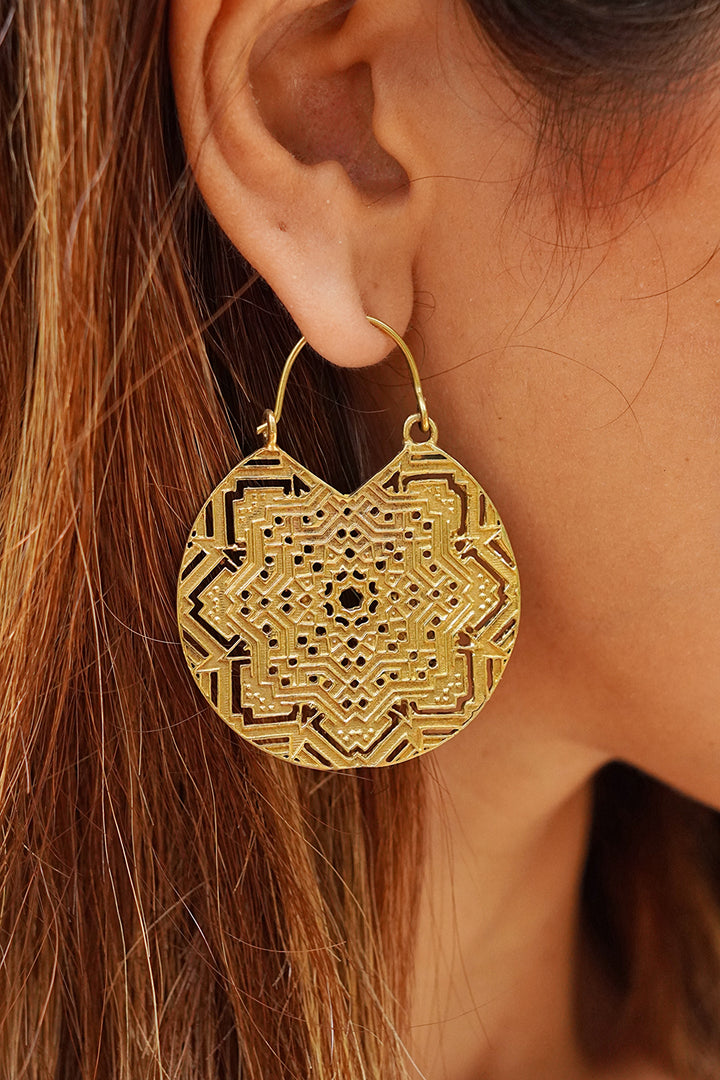 Fractals of Gaia brass earrings ~ Soul Tribe