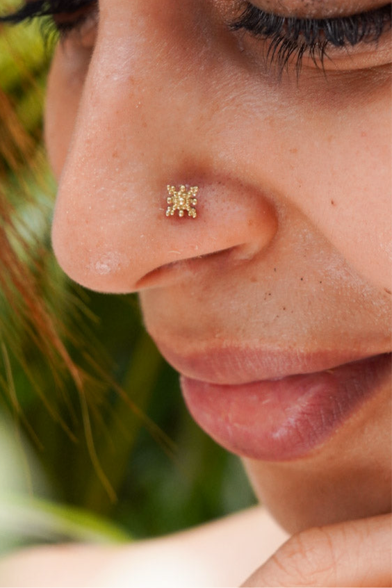 Surya brass nose pierced pin