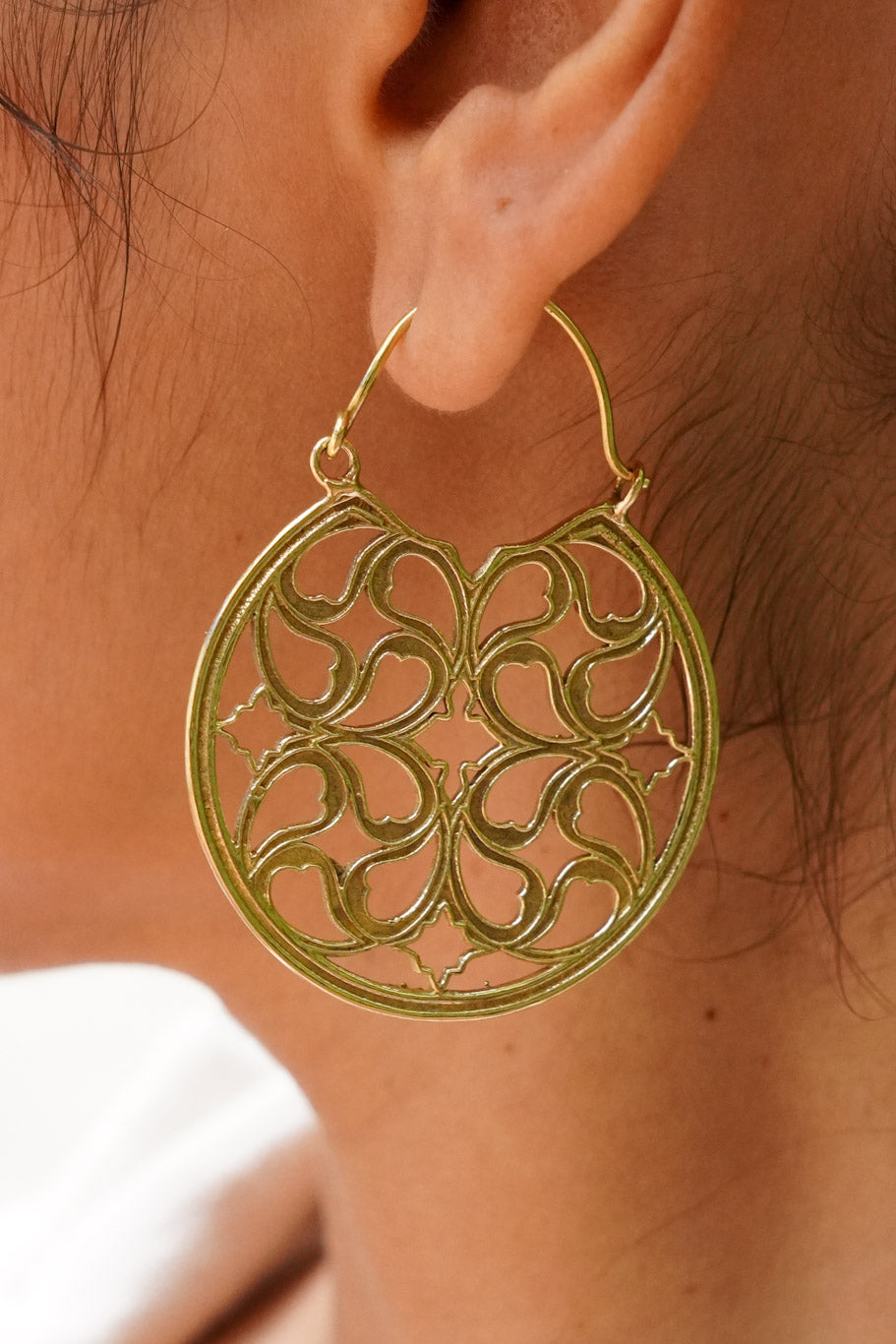 Persian mandala brass earrings