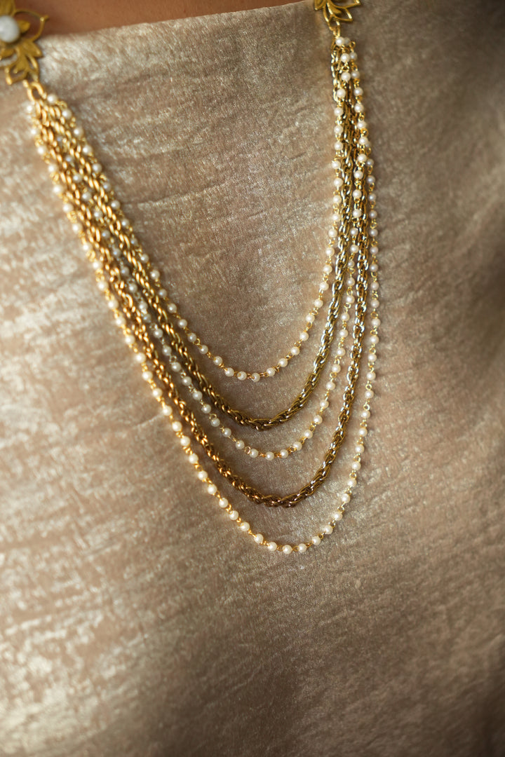 Moonstone lotus long necklace