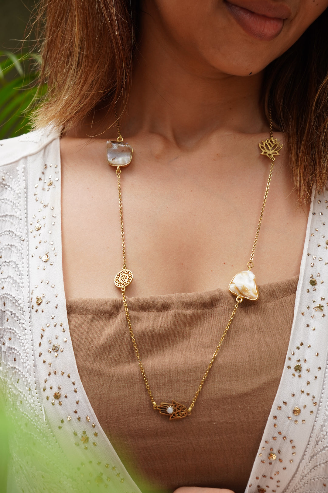 Aurora long charm necklace