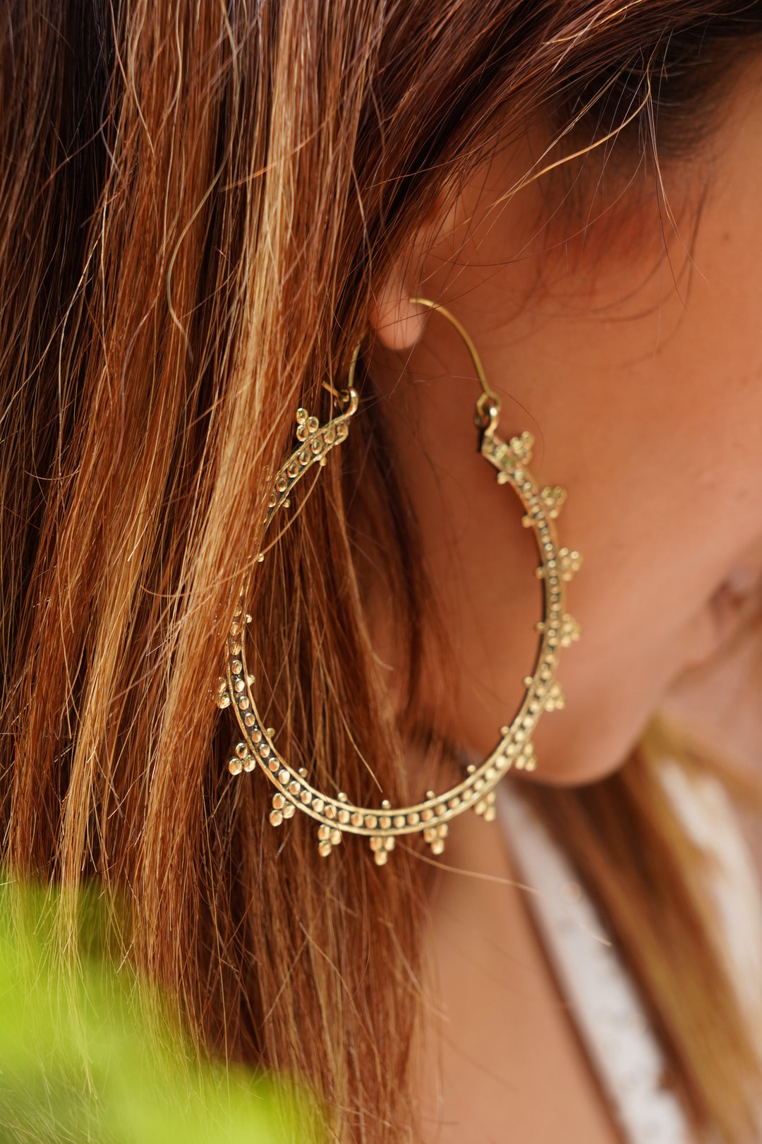 Tribal brass hoops