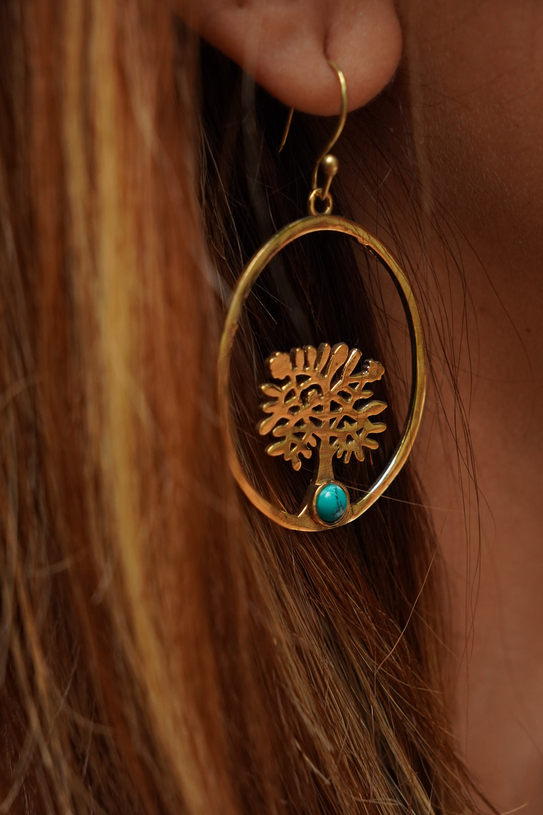Tree of life brass earrings