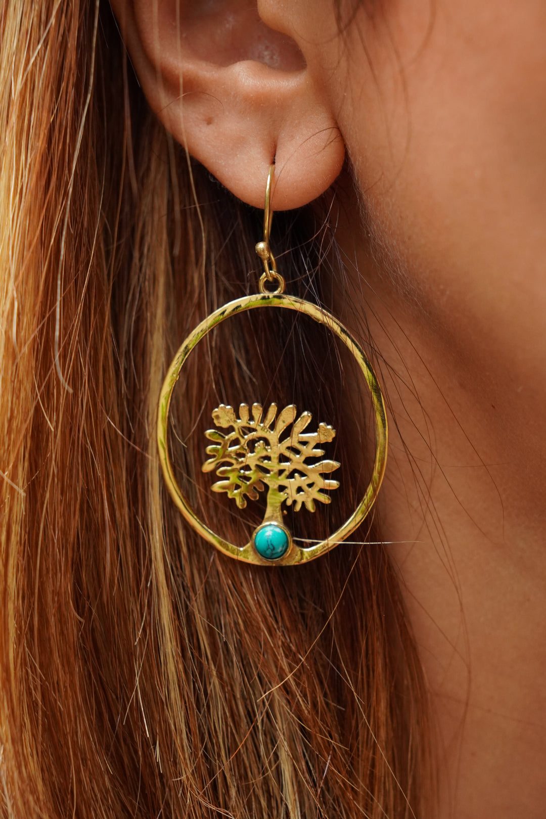 Tree of life brass earrings