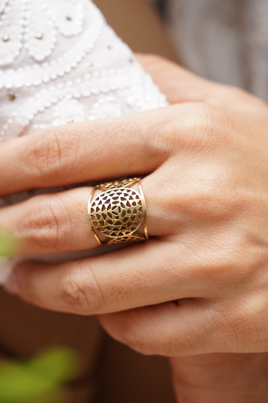 Seed of life adjustable brass ring- Pre Order