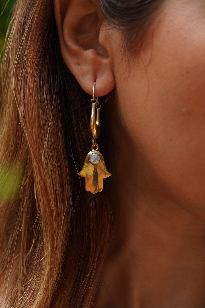 Hamsa brass danglers