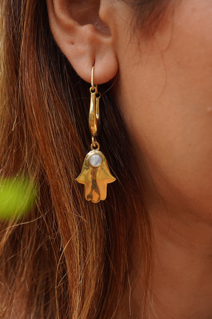Hamsa brass danglers