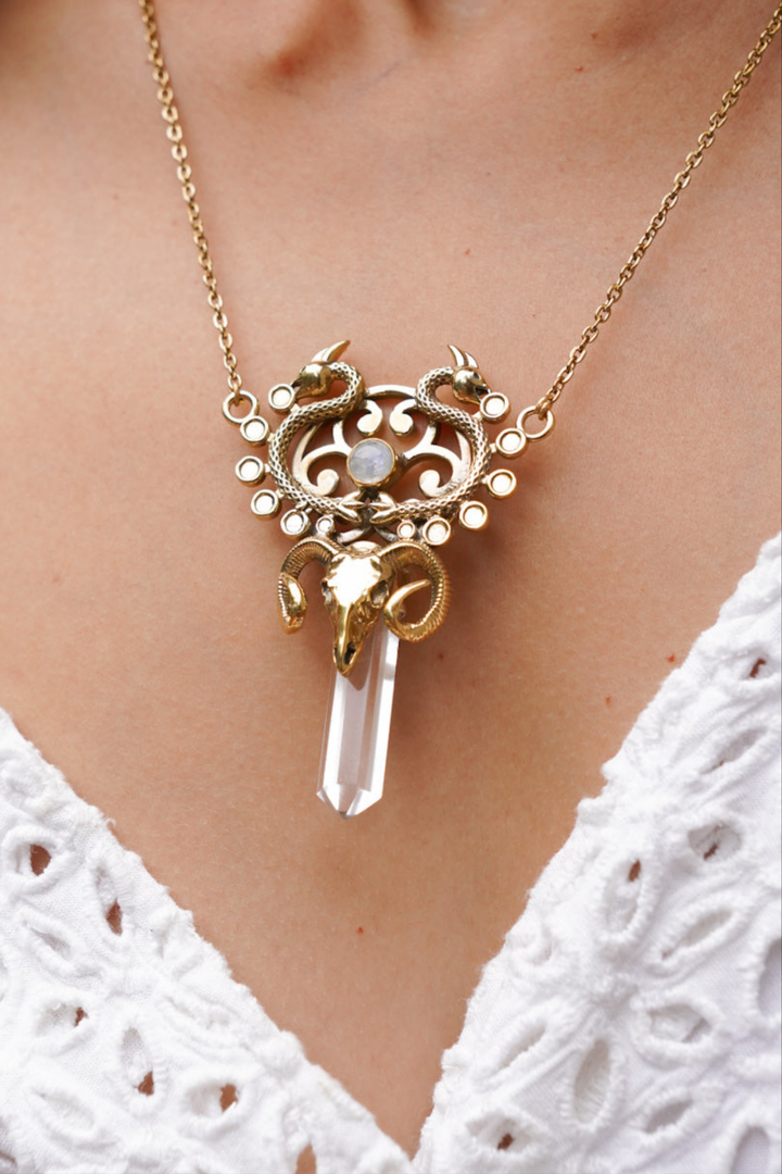 Rising Dragon clear quartz necklace