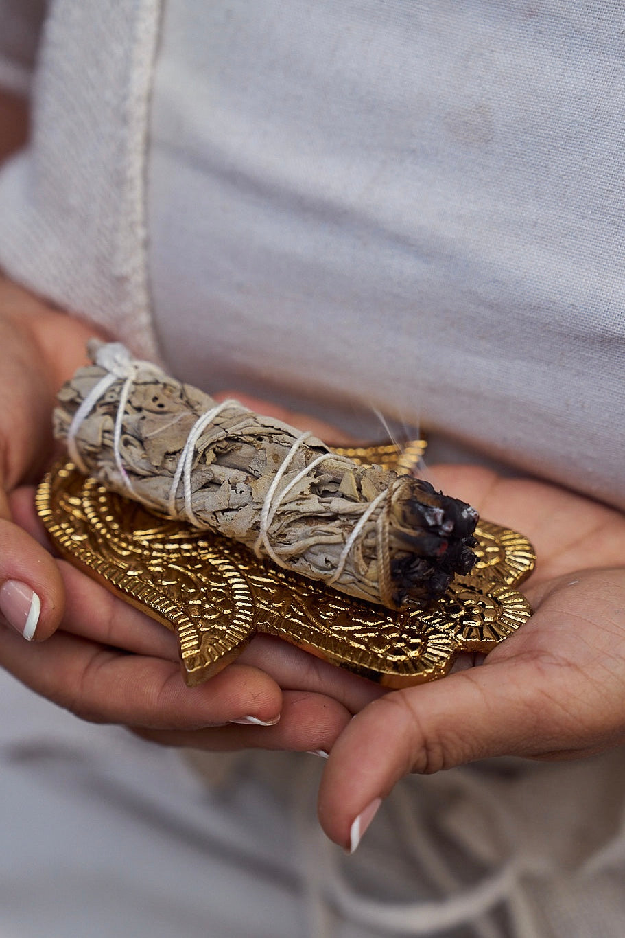 Hamsa tray and incense holder