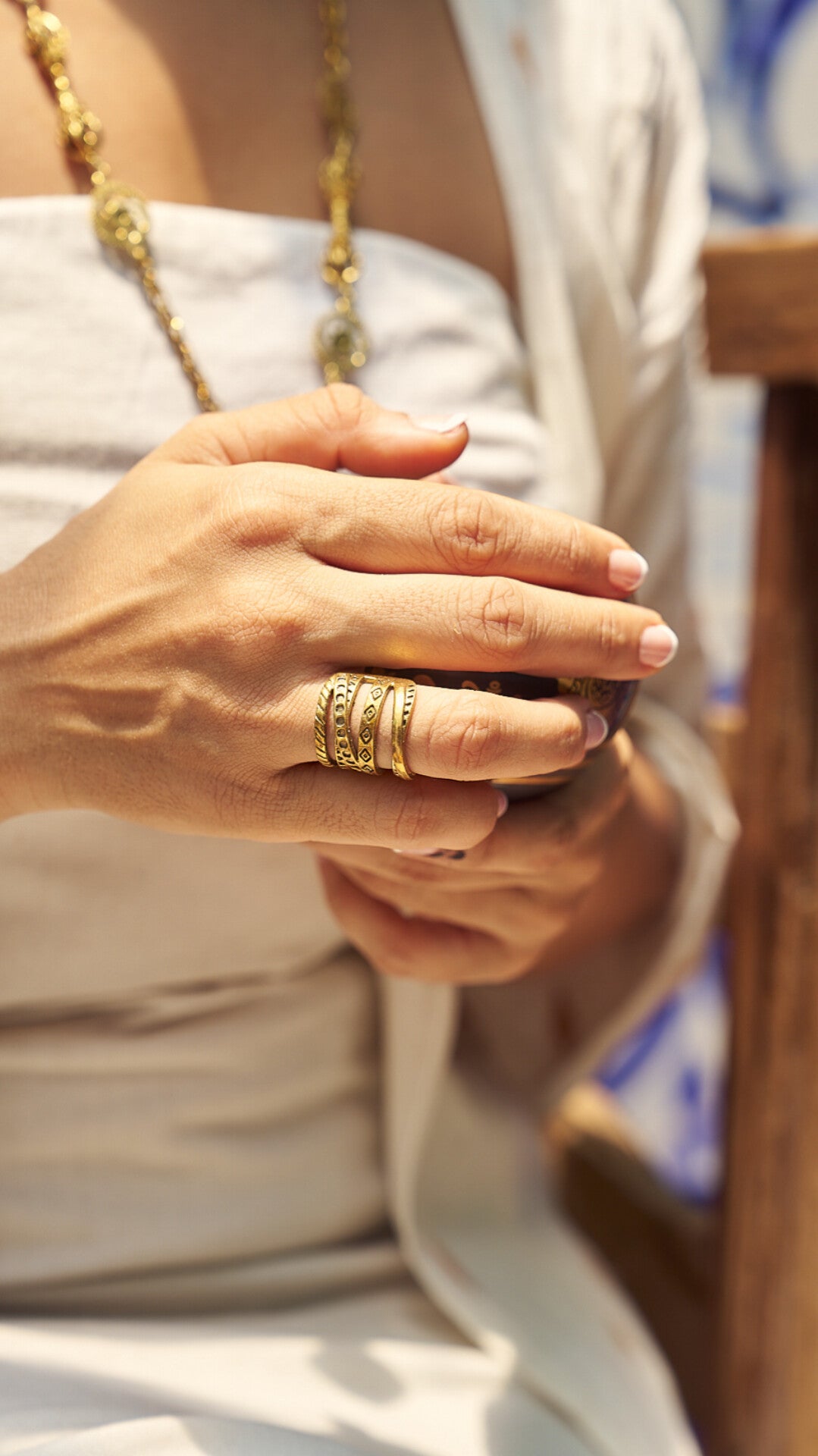 Tribal Stack brass ring-Adjustable. size 5-6