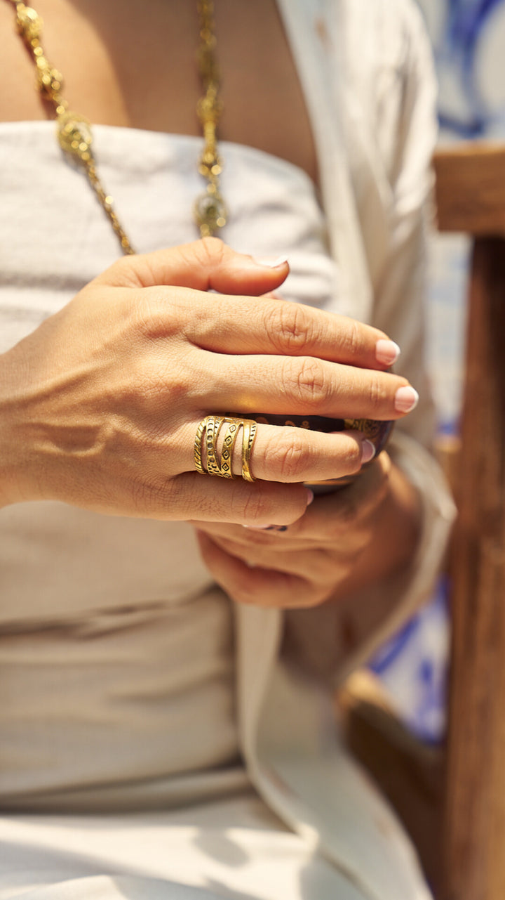 Tribal Stack brass ring-Adjustable. size 5-6