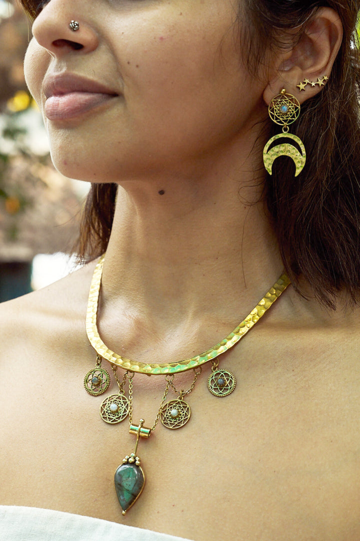 Celestine brass earrings