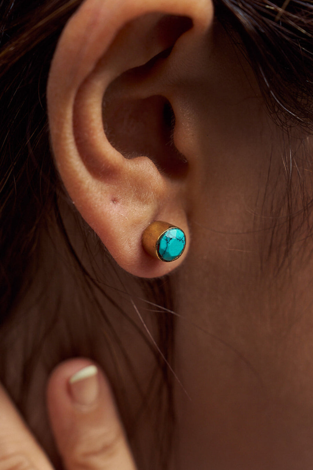 Turquoise brass studs