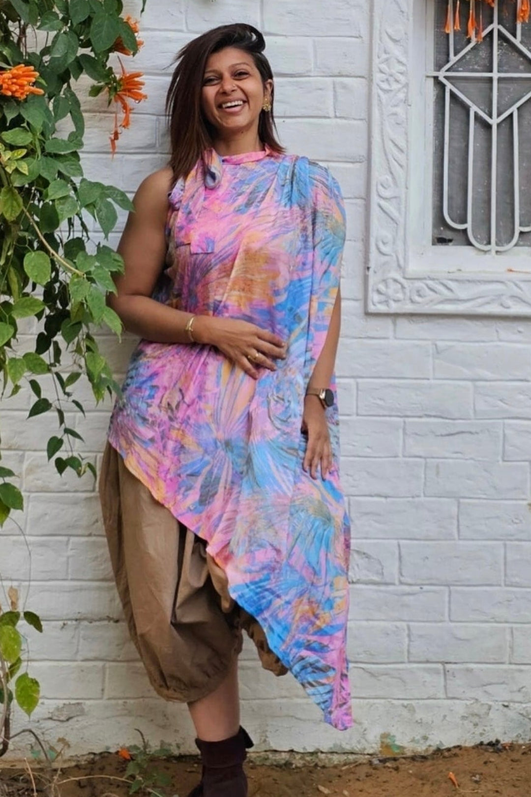 Trish one sided shoulder boho top