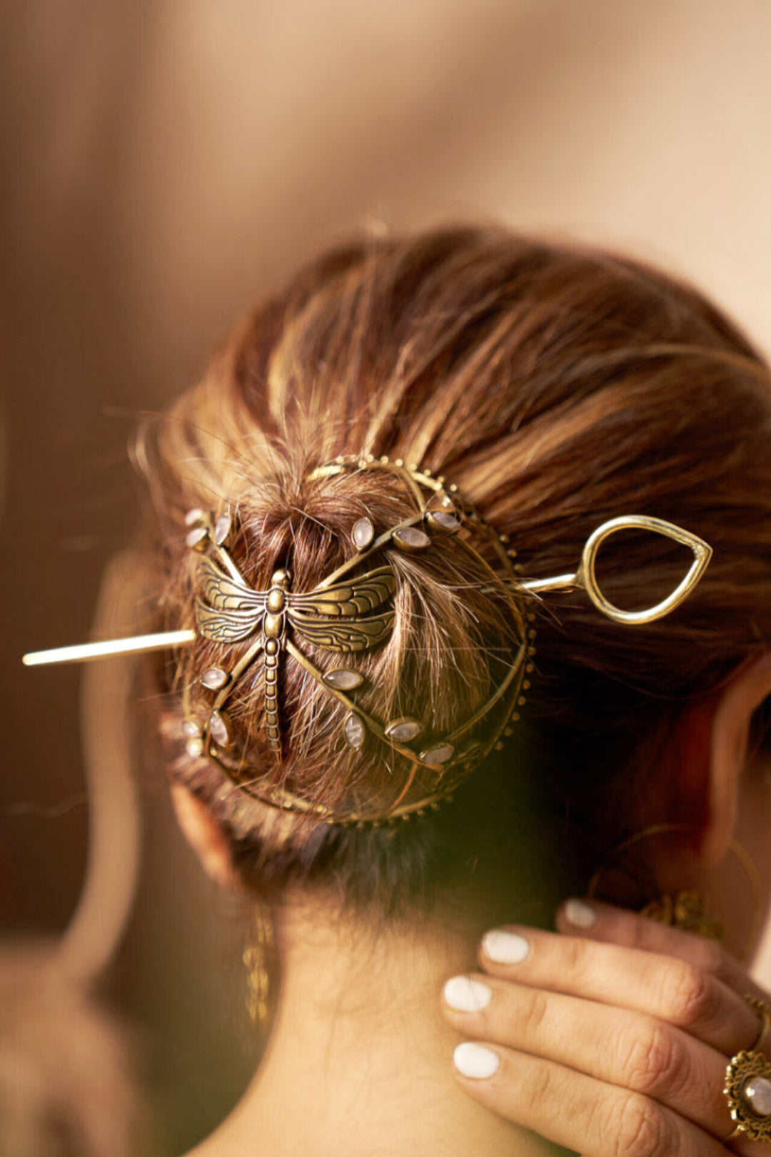 Moonstone dragonfly hair bun + hair scrunchie - Pre order