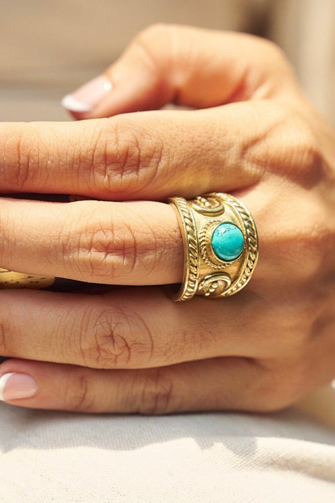 Feroza chaand adjustable brass ring. Size 7-9