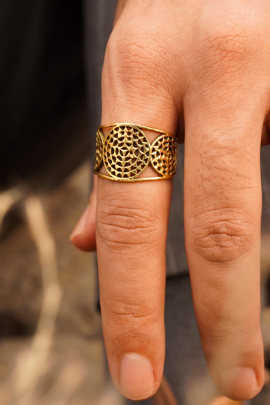 Seed of life brass ring- men’s jewellery