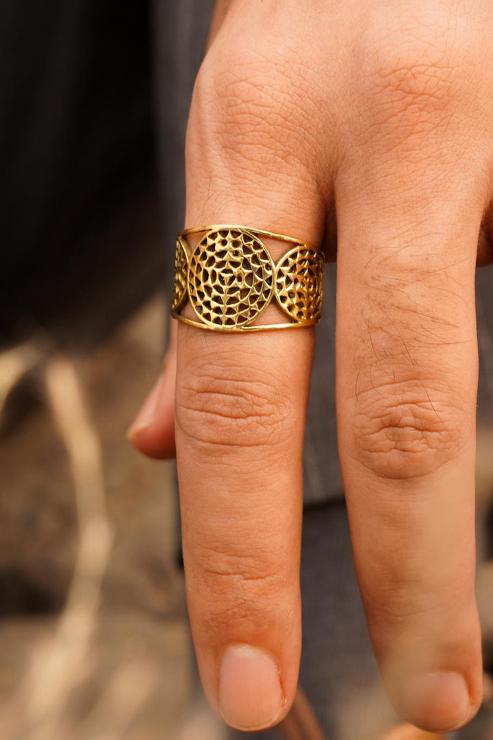 Seed of life brass ring- men’s jewellery