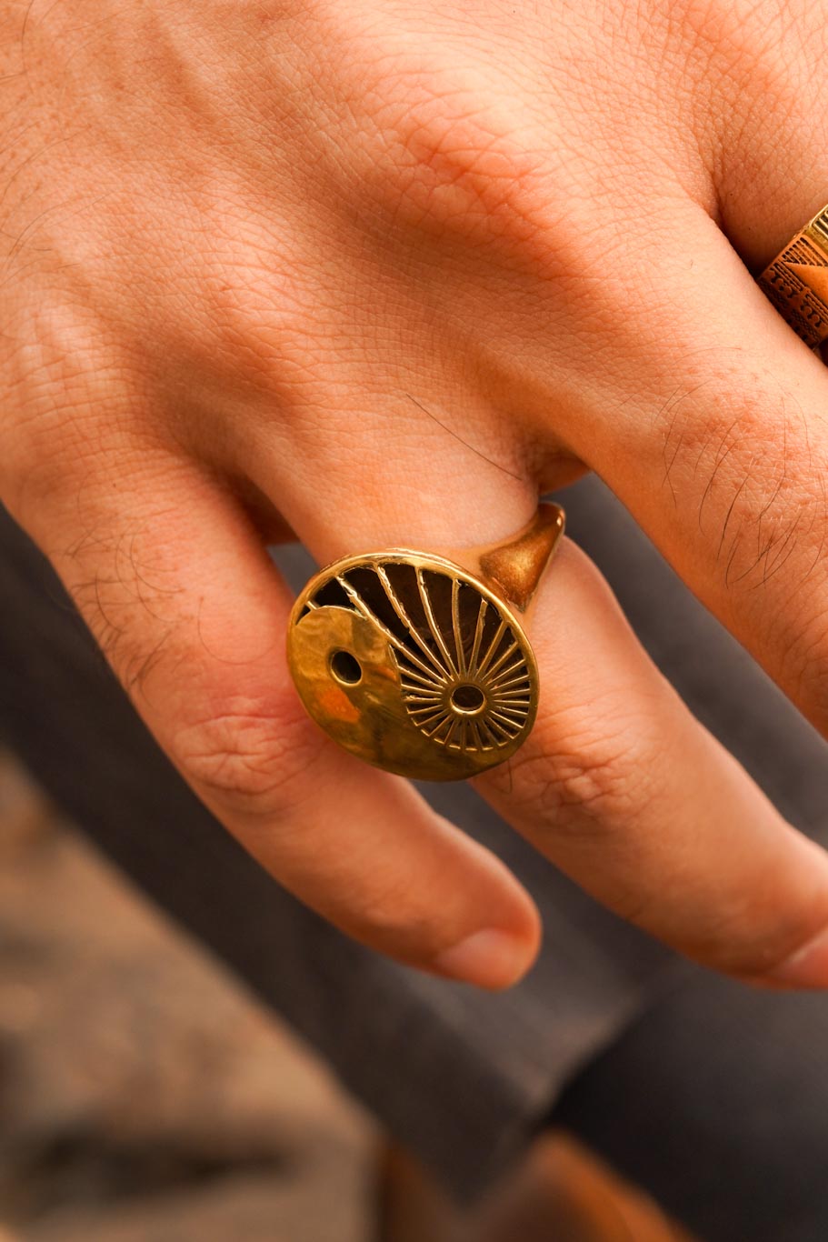 Yin Yang brass ring- men’s jewellery