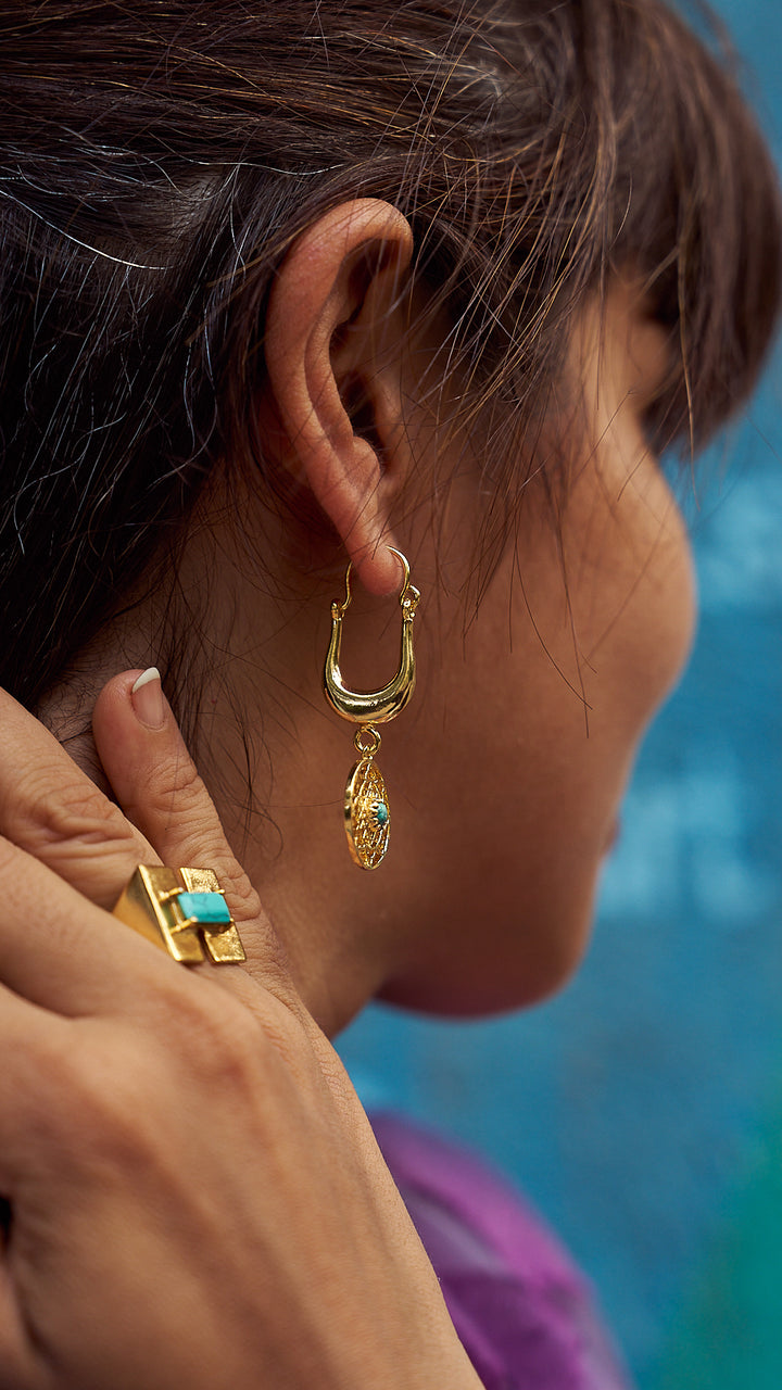 Romana turquoise gold plated brass baali
