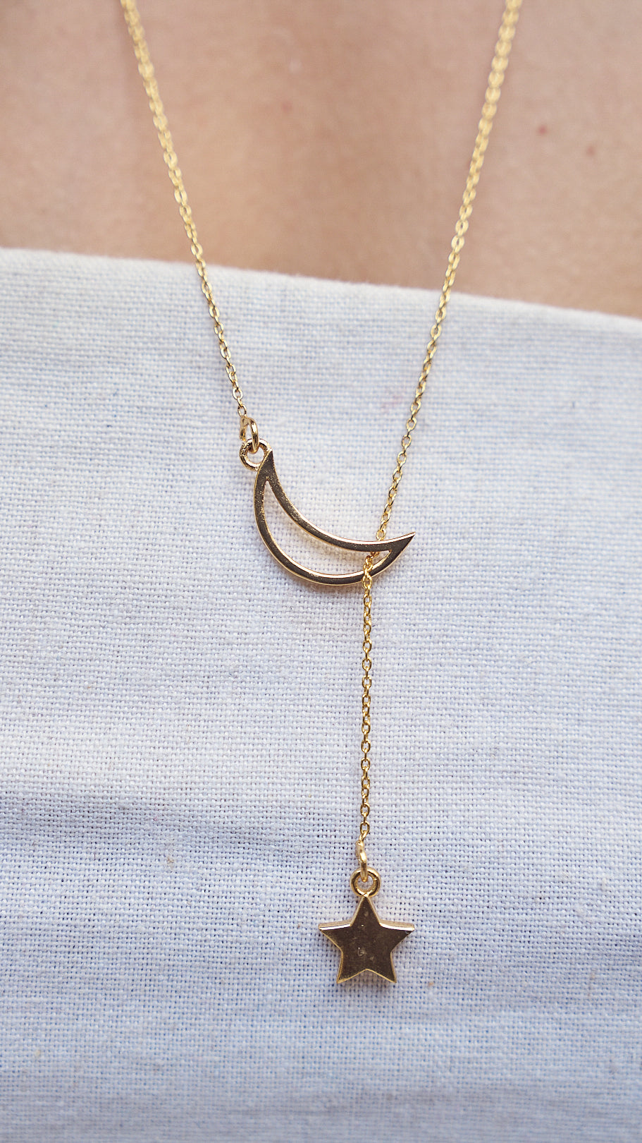 Moon and star chain- gold plated
