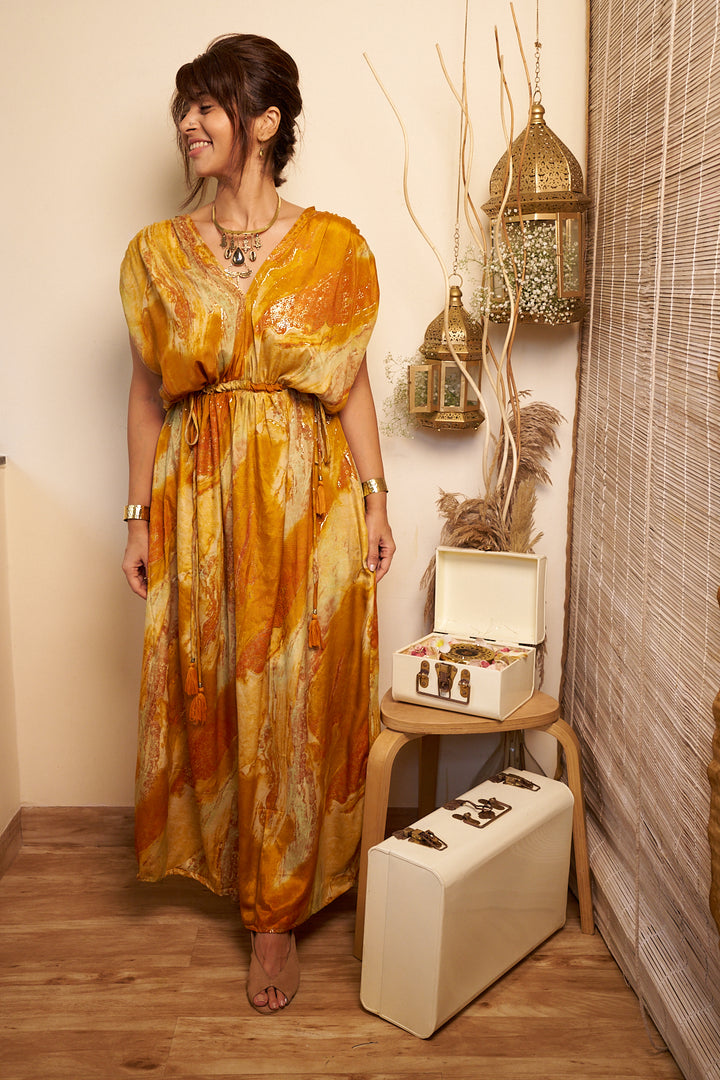Saanjh-free size dress in Viscose silk