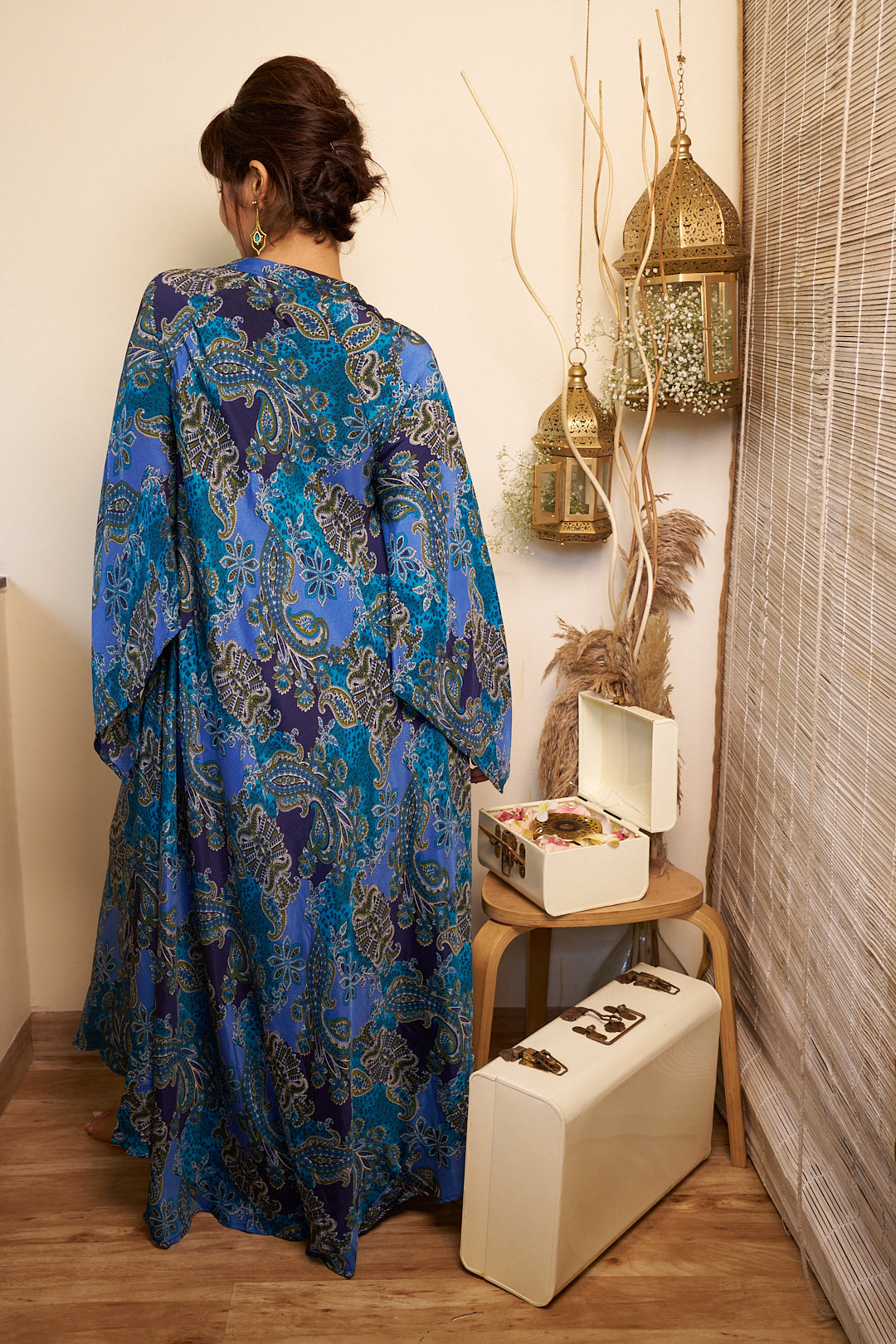 Ocean swirl dress in Viscose silk- free size