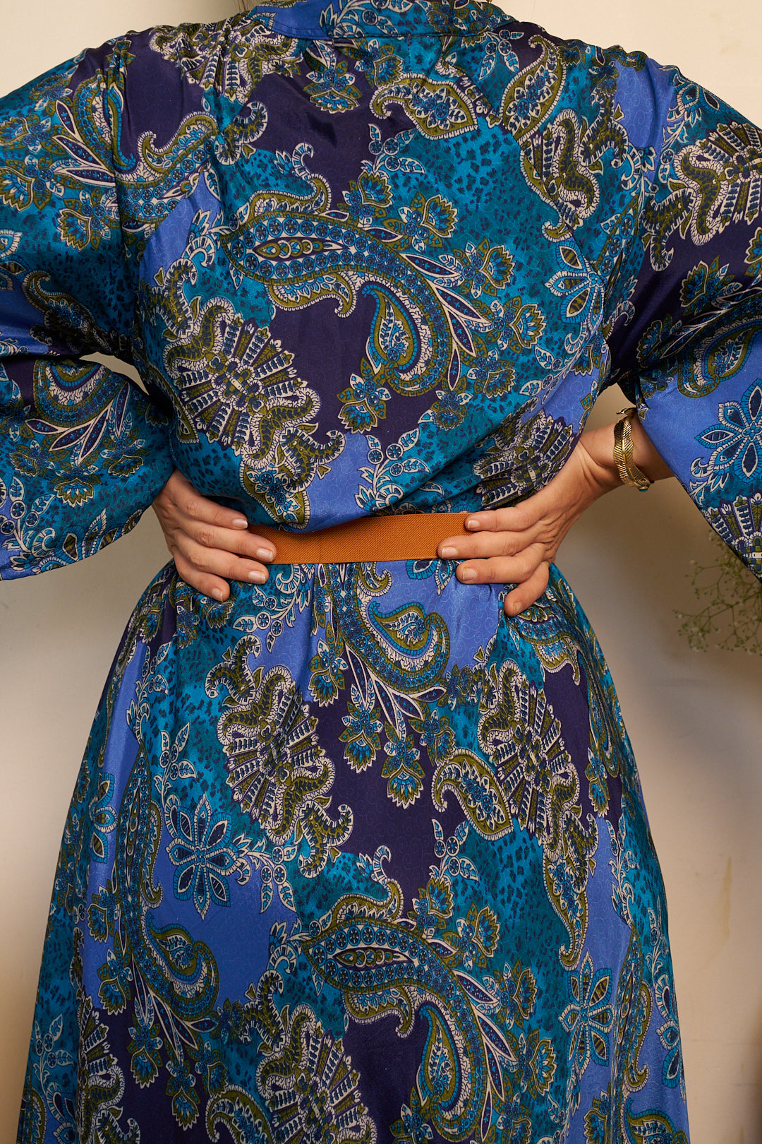 Ocean swirl dress in Viscose silk- free size