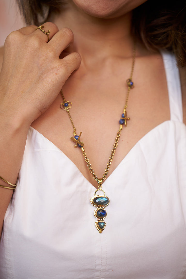 Fiona labradorite and lapis necklace.