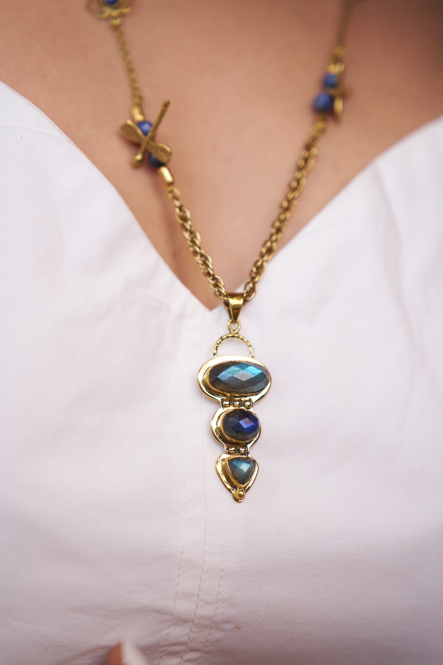 Fiona labradorite and lapis necklace.