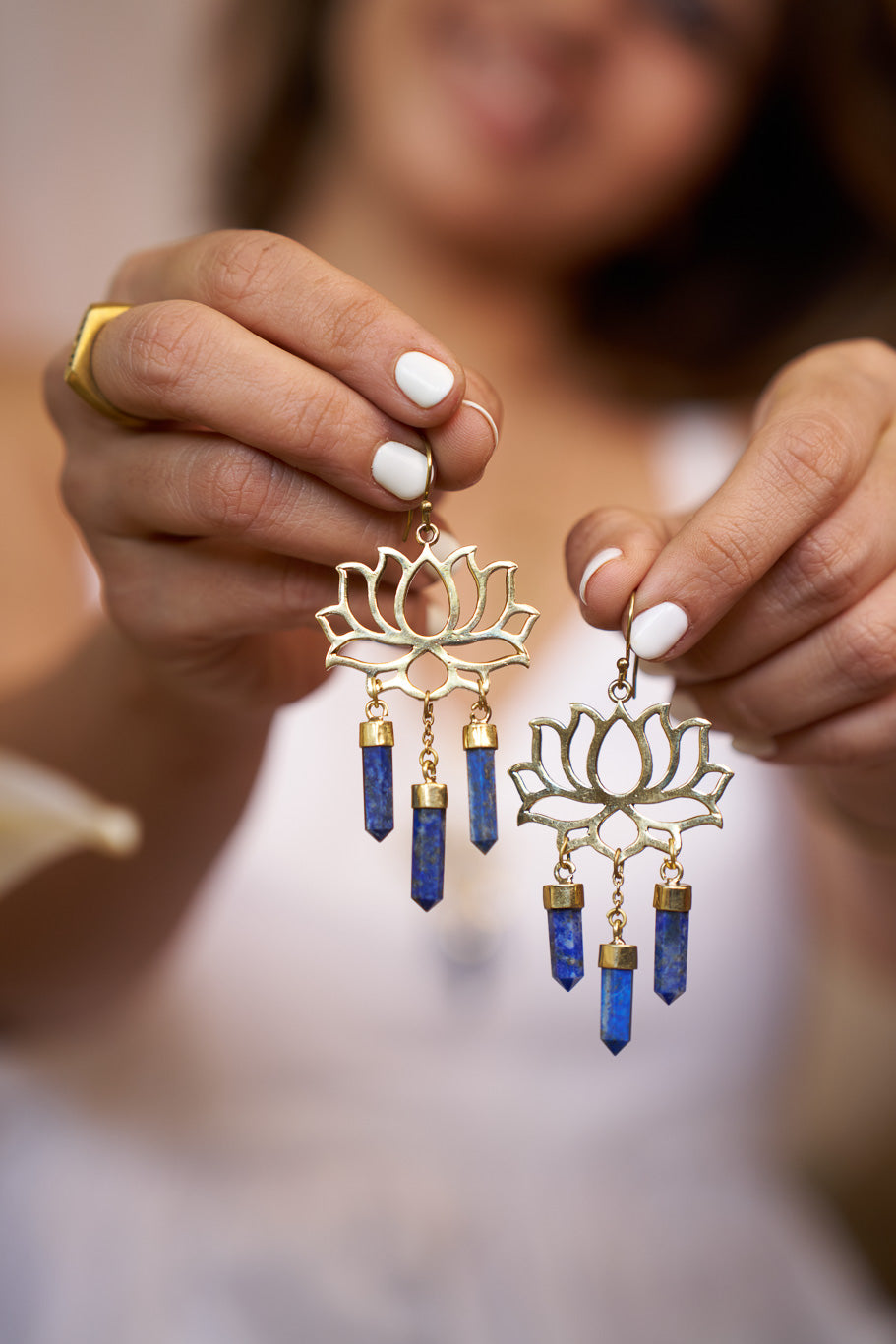 Lapis lotus brass drops