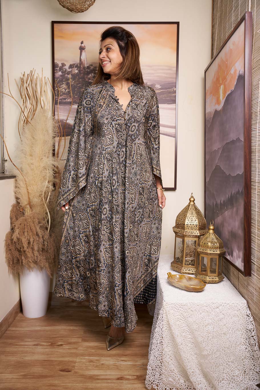 Mastani free size swirl dress in Viscose silk