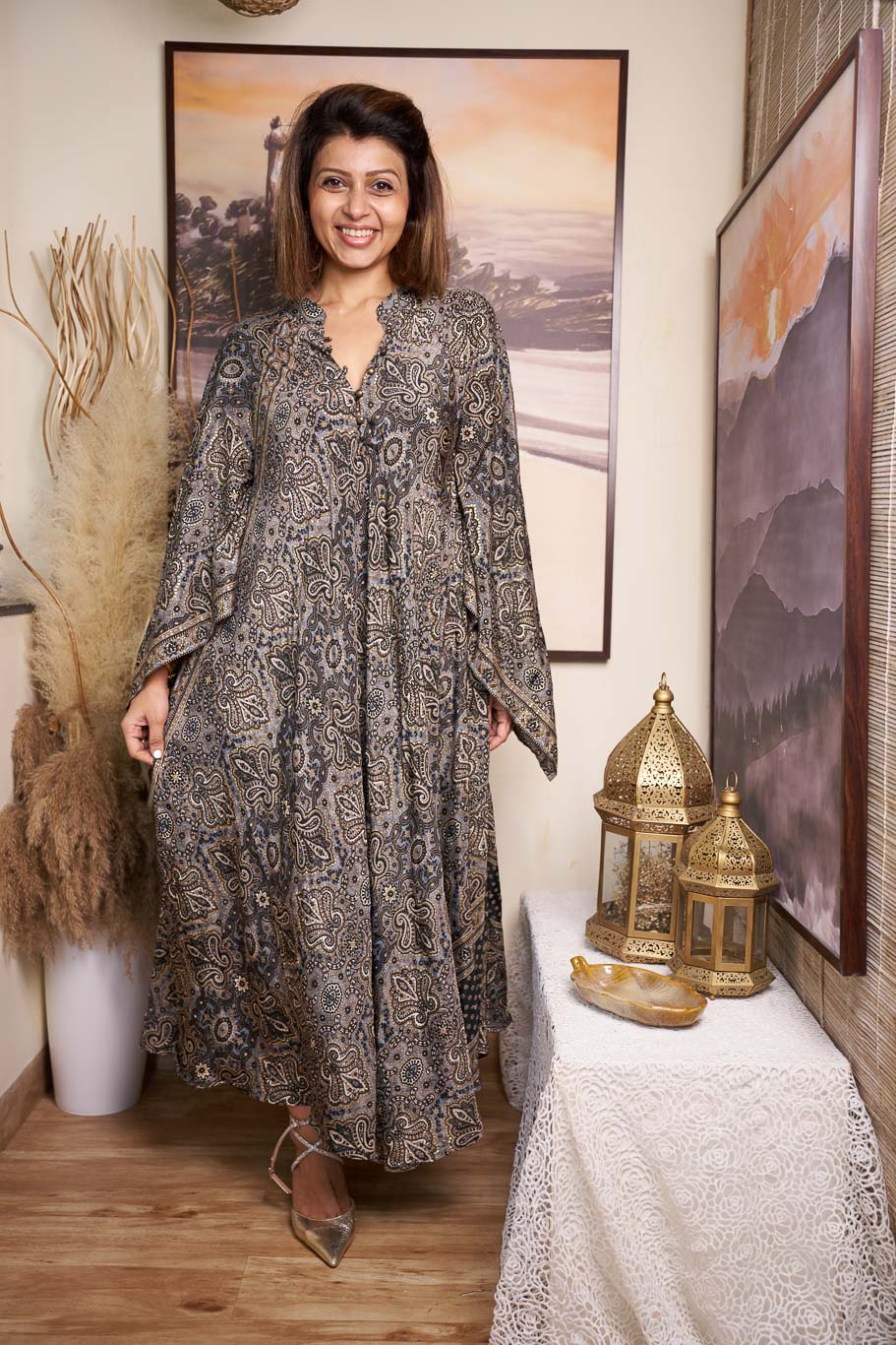 Mastani free size swirl dress in Viscose silk