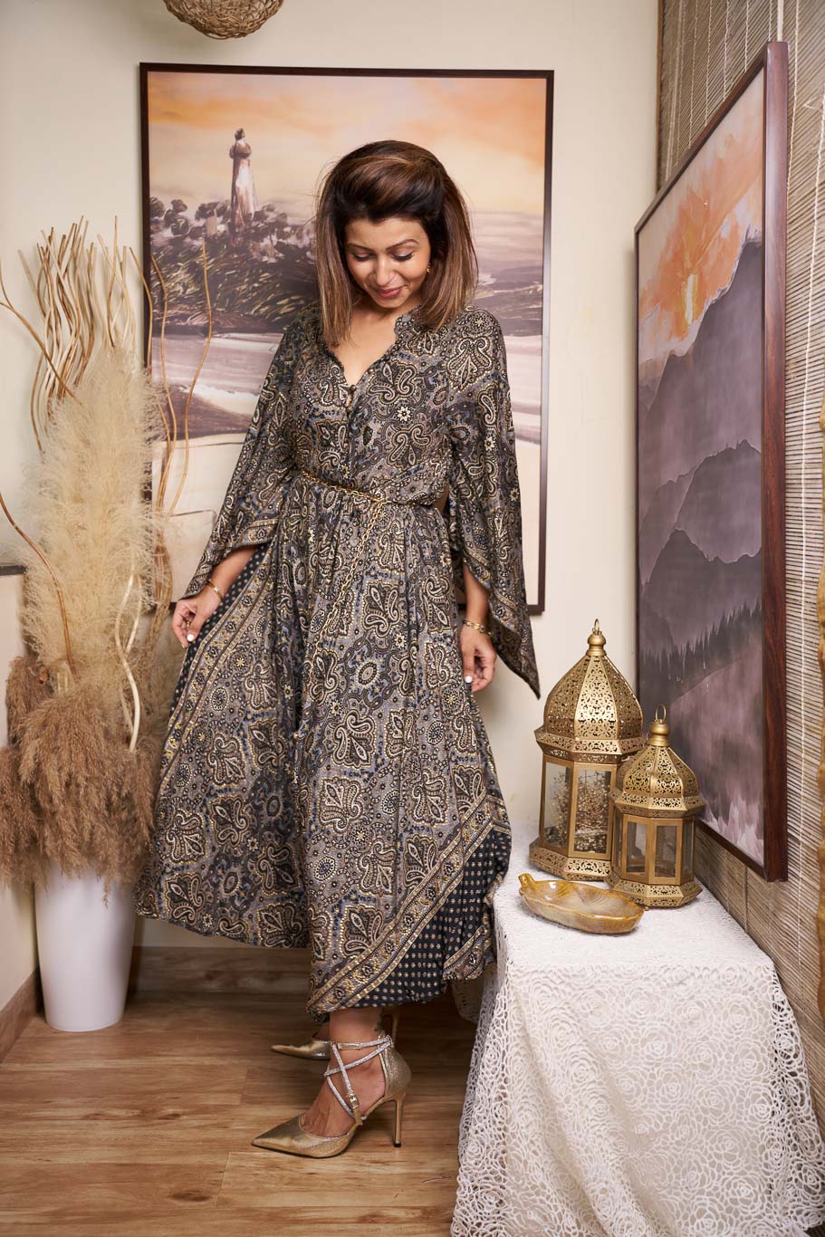 Mastani free size swirl dress in Viscose silk