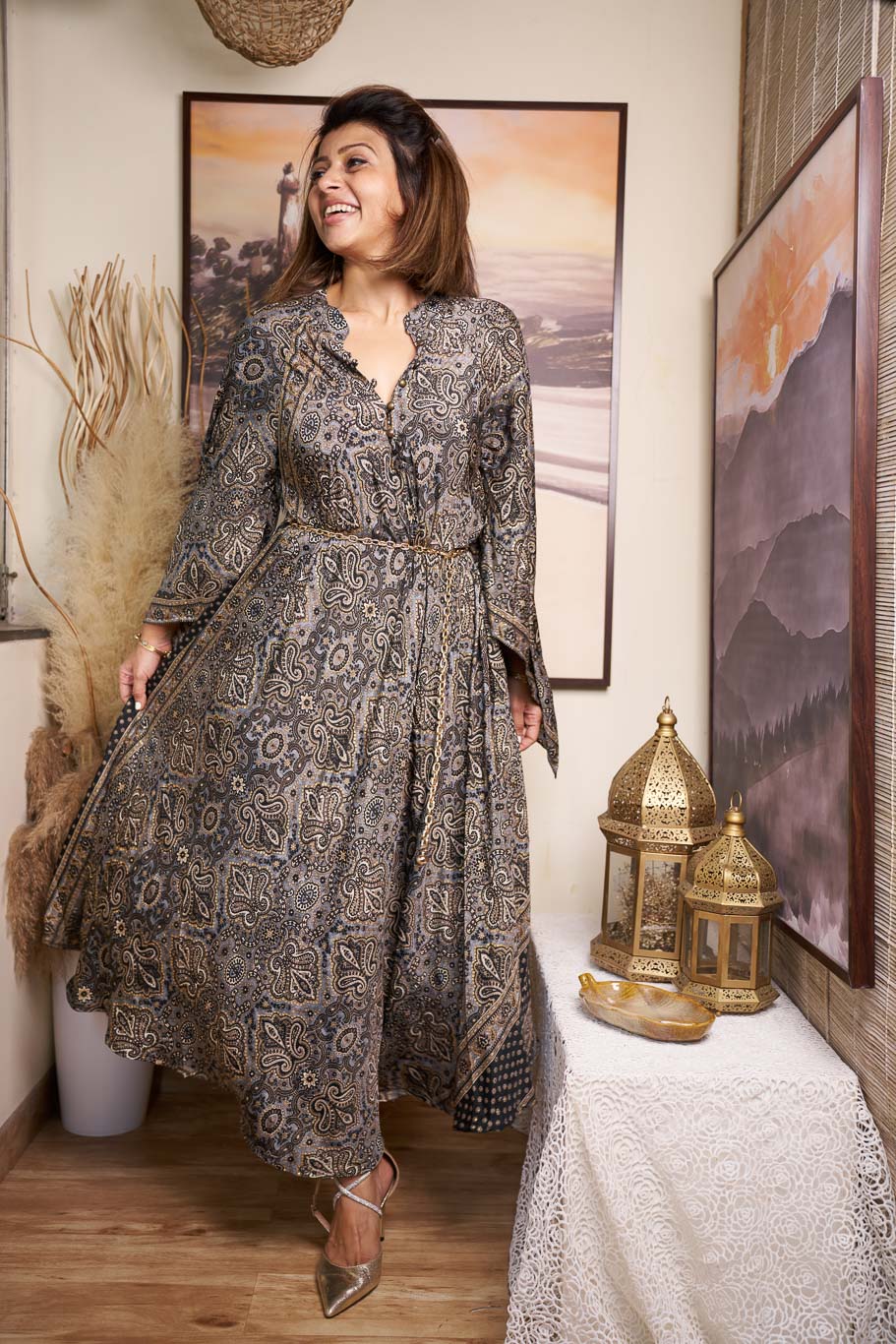 Mastani free size swirl dress in Viscose silk